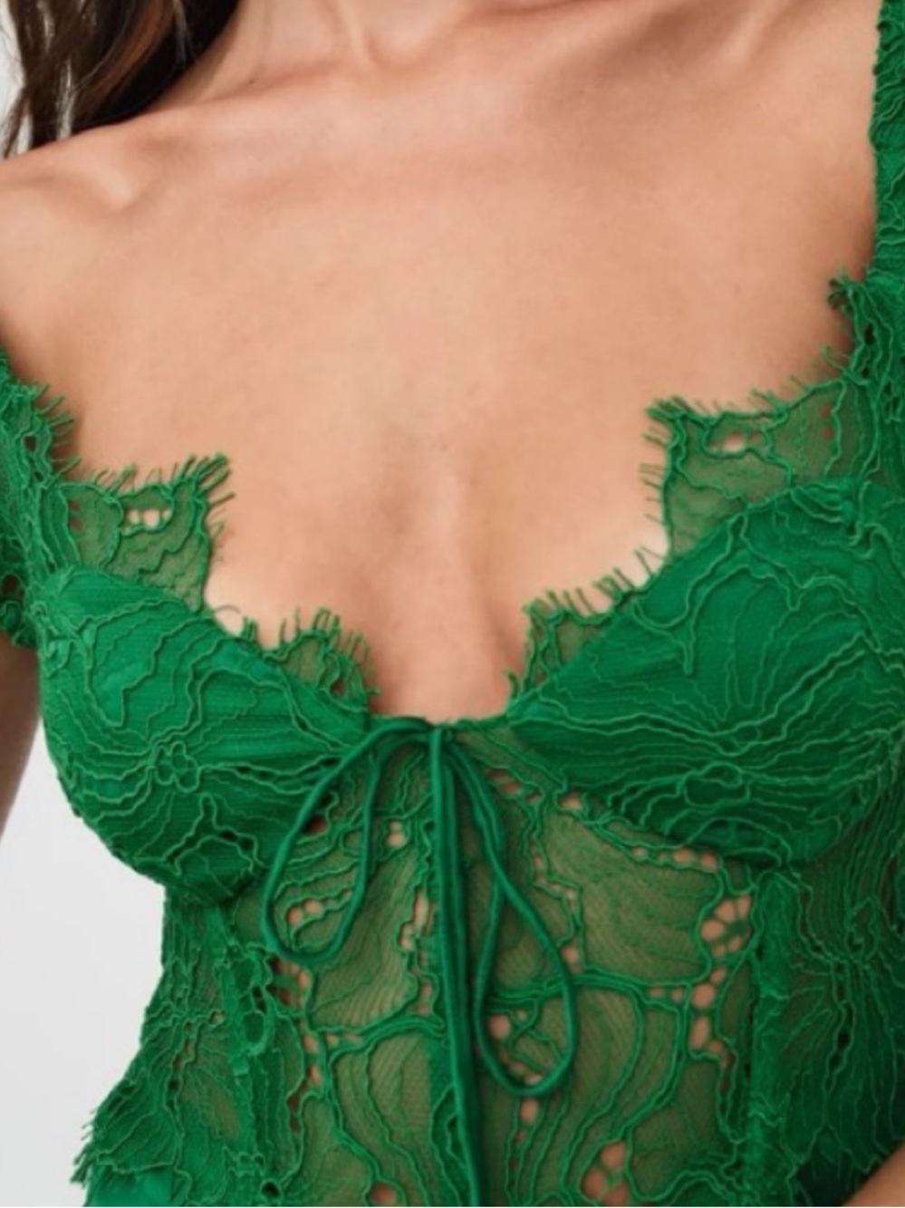 NWT For Love And Lemons Emerald Green Lace Maxi Dress - Picture 4 of 4